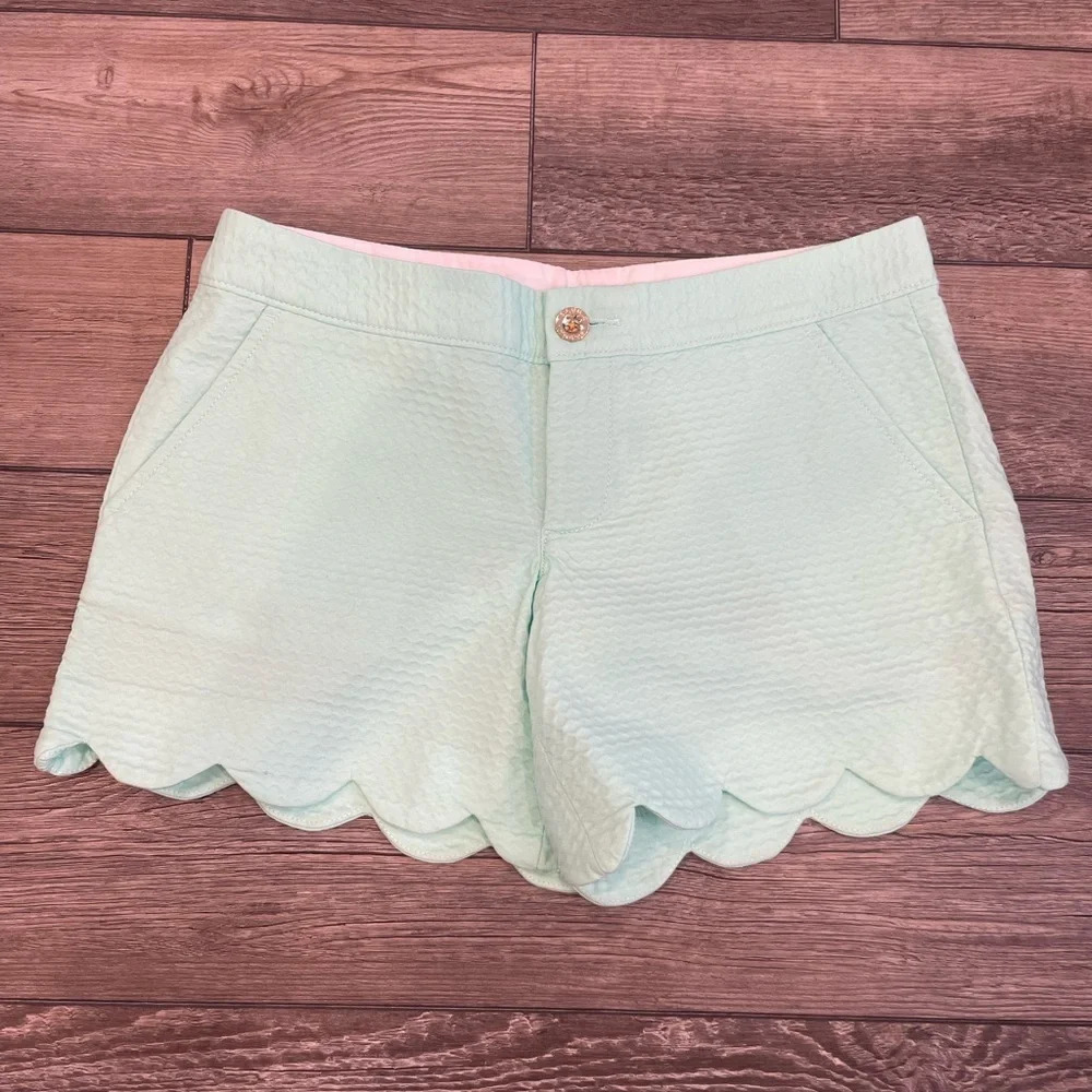 Lilly Pulitzer The Buttercup Shorts Women's 0 Sea Foam Green Tulip Hem Preppy